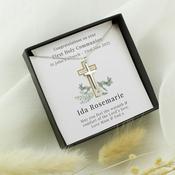 Personalised Floral Sentiment Cross Necklace and Box - ForYou.ie image