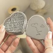 Personalised Diamond Effect Heart Compact Mirror - ForYou.ie