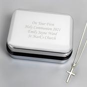 Personalised Box with Silver Cross Necklace - ForYou.ie image