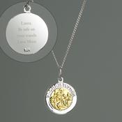 Personalised Sterling Silver &amp; 9ct Gold St. Christopher Necklace - ForYou.ie