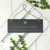 Personalised Heart Motif Hanging Slate Plaque - ForYou.ie image