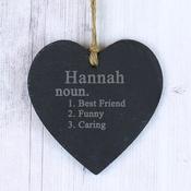 Personalised Word Definition Slate Heart Decoration - ForYou.ie