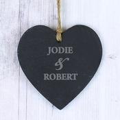 Personalised Couples Slate Heart Decoration - ForYou.ie