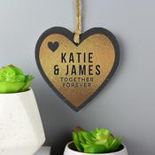 Personalised Gold Slate Heart Decoration - ForYou.ie