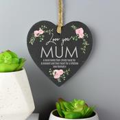 Personalised Abstract Rose Printed Slate Heart Decoration - ForYou.ie