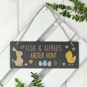 Personalised Easter Bunny &amp; Chick Slate Door Plaque - ForYou.ie