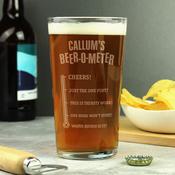 Personalised Beer-o-Meter Pint Glass - ForYou.ie image