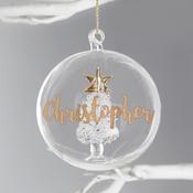 Personalised Gold Glitter Name Only Tree Glass Bauble - ForYou.ie