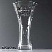 Personalised Silver Anniversary Large Hand Cut Diamante Heart Vase - ForYou.ie image