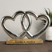 Personalised Free Text Double Heart Ornament - ForYou.ie image