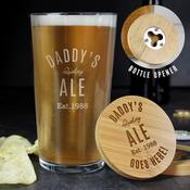 Personalised Free Text Bamboo Bottle Opener Coaster and Pint Glass - ForYou.ie