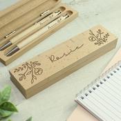 Personalised Floral Wooden Pen and Box - ForYou.ie