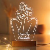 Personalised Fleur Line Art Wooden Based LED Light - ForYou.ie