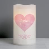 Personalised Stitch &amp; Dot Baby Girl Night Light LED Candle - ForYou.ie