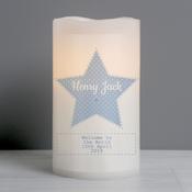 Personalised Stitch &amp; Dot Baby Boy Nightlight LED Candle - ForYou.ie