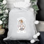 Personalised Christmas Gonk Luxury Silver Grey Pom Pom Sack - ForYou.ie image