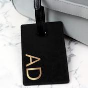 Personalised Gold Initials Black Luggage Tag - ForYou.ie image