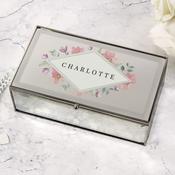 Personalised Floral Watercolour Mirrored Jewellery Box - ForYou.ie