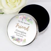 Personalised Floral Watercolour Round Trinket Box - ForYou.ie image