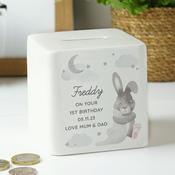 Personalised Baby Bunny Ceramic Square Money Box - ForYou.ie image