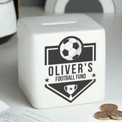 Personalised Football Badge Ceramic Square Money Box - ForYou.ie image