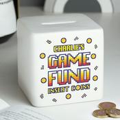 Personalised Gaming Fund Ceramic Square Money Box - ForYou.ie image