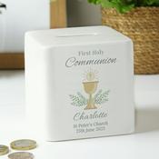 Personalised First Holy Communion Ceramic Square Money Box - ForYou.ie image