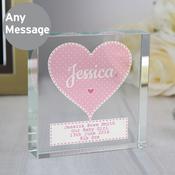 Personalised Stitch &amp; Dot Baby Girl Crystal Token - ForYou.ie