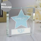 Personalised Stitch &amp; Dot Baby Boy Crystal Token - ForYou.ie
