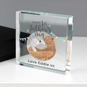 Personalised 1st Father's Day Daddy Bear Crystal Token - ForYou.ie