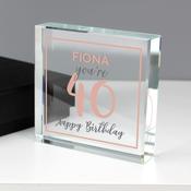 Personalised Birthday Rose Gold Crystal Token - ForYou.ie