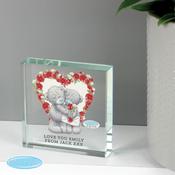 Personalised Me to You Rose Heart Crystal Token - ForYou.ie