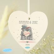 Personalised Me To You Wedding Couple Wooden Heart Decoration - ForYou.ie