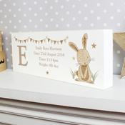 Personalised Hessian Rabbit Wooden Block Sign - ForYou.ie