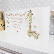 Personalised Hessian Giraffe Wooden Block Sign - ForYou.ie