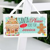 Personalised Gingerbread House Santa Stop Here Wooden Sign - ForYou.ie
