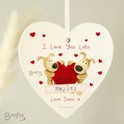Personalised Boofle Shared Heart Wooden Heart Decoration - ForYou.ie