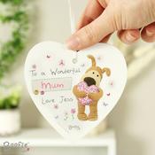 Personalised Boofle Flowers Wooden Heart Decoration - ForYou.ie