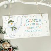 Personalised The Snowman Let it Snow Santa Stop Here Wooden Sign - ForYou.ie