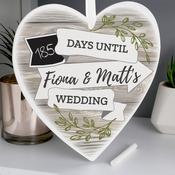 Personalised White Arrow Banner Chalk Countdown Wooden Heart Decoration - ForYou.ie