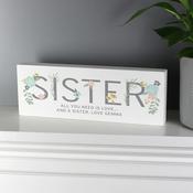 Personalised Floral Sister Wooden Block Sign - ForYou.ie image