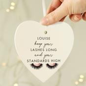 Personalised Eyelash Wooden Heart Decoration - ForYou.ie