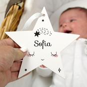 Personalised Baby Moon Wooden Star Decoration - ForYou.ie