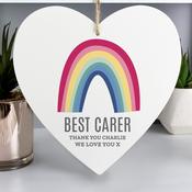 Personalised Rainbow Large Wooden Heart Decoration - ForYou.ie
