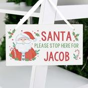 Personalised Santa Stop Here Wooden Sign - ForYou.ie image