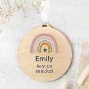 Personalised Pink Rainbow Round Wooden Decoration - ForYou.ie image