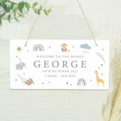 Personalised Safari Animals Wooden Sign - ForYou.ie