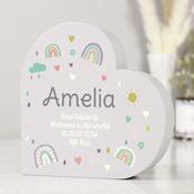 Personalised Rainbow Free Standing Heart ornament - ForYou.ie