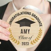 Personalised Graduation Round Wooden Decoration - ForYou.ie