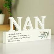 Personalised Botanical Wooden Nan Ornament - ForYou.ie image